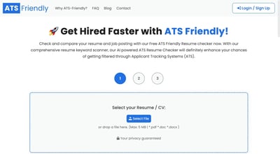 Free ATS Friendly Resume Checker | ATSFriendly.com preview